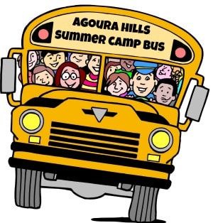 Aloha Beach Camp summer camp bus graphic for Agoura Hills kids