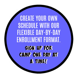 Aloha Beach Camp's day-by-day enrollment logo. With day-by-day enrollment, campers can register for camp on for the individual days they want, rather than conform to a strict prearranged session schedule like they do at other camps.