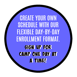 Day-by-day enrollment logo for Sherman Oaks families, who can sign up for camp on a day-to-day format according to their own needs instead of a fixed preset session schedule set by the camp.
