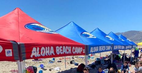 Kahuna Camp Setup at Aloha Beach Camp in Malibu