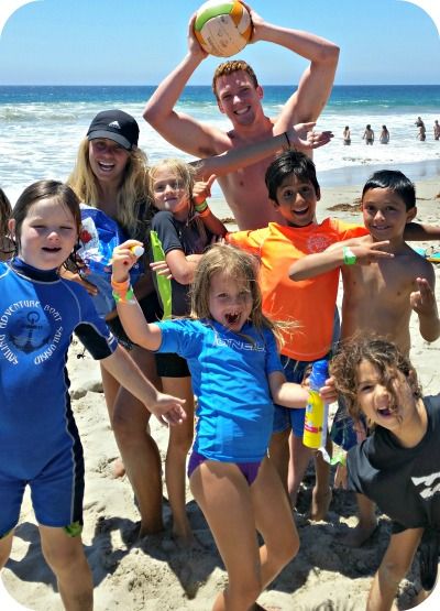 Campers and staff playing on the beach at Aloha Beach Camp Summer Day Camp, L.A.'s only American Camp Assocation Accredited Beach Camp