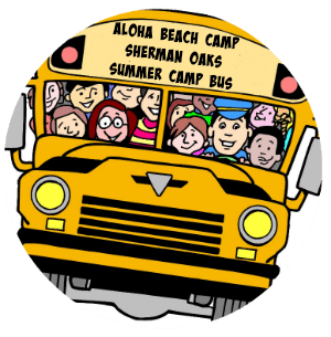 Sherman Oaks summer camp bus filled with campers and the bus driver on the way to Aloha Beach Camp.