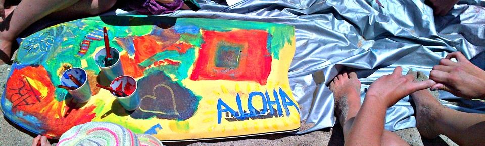 Aloha Beach Camp boogie boarding painting activity.